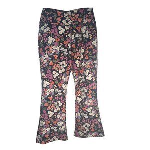 Princess Highway Size 6 Organic Cotton Floral Natalie Navy Flared Pant NWT